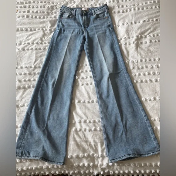 Free People Light Blue Flare Jeans Low Rise